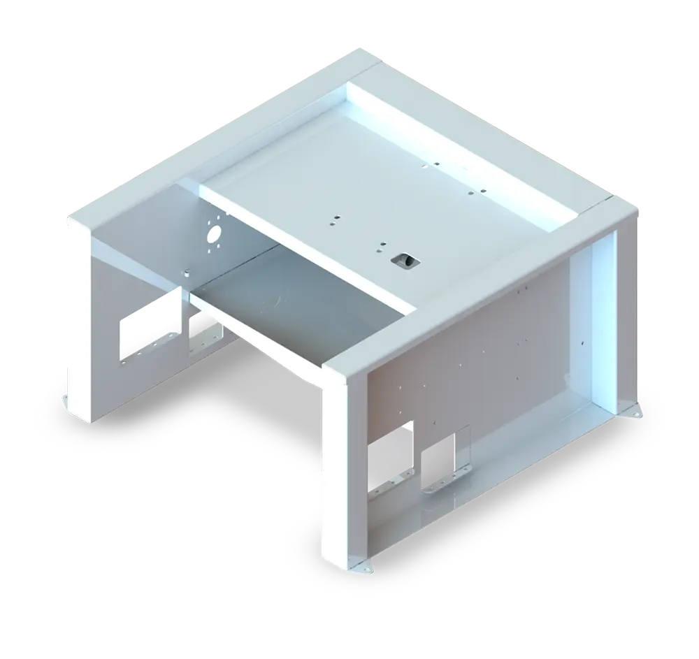 Base metálica para bomba com apoio técnico.