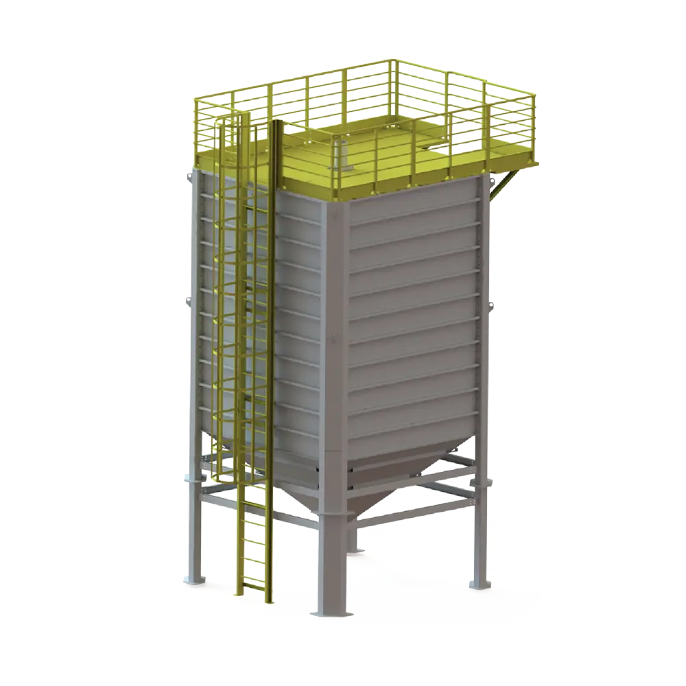Caixa pulmão metálica para armazenamento intermediário.