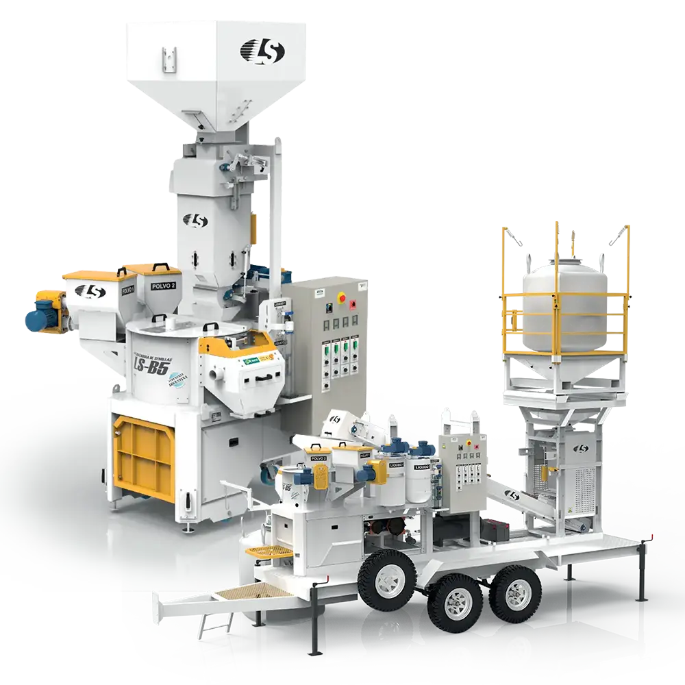 Sistema móvel LS B40 dupla, montado sobre chassi com rodas.
